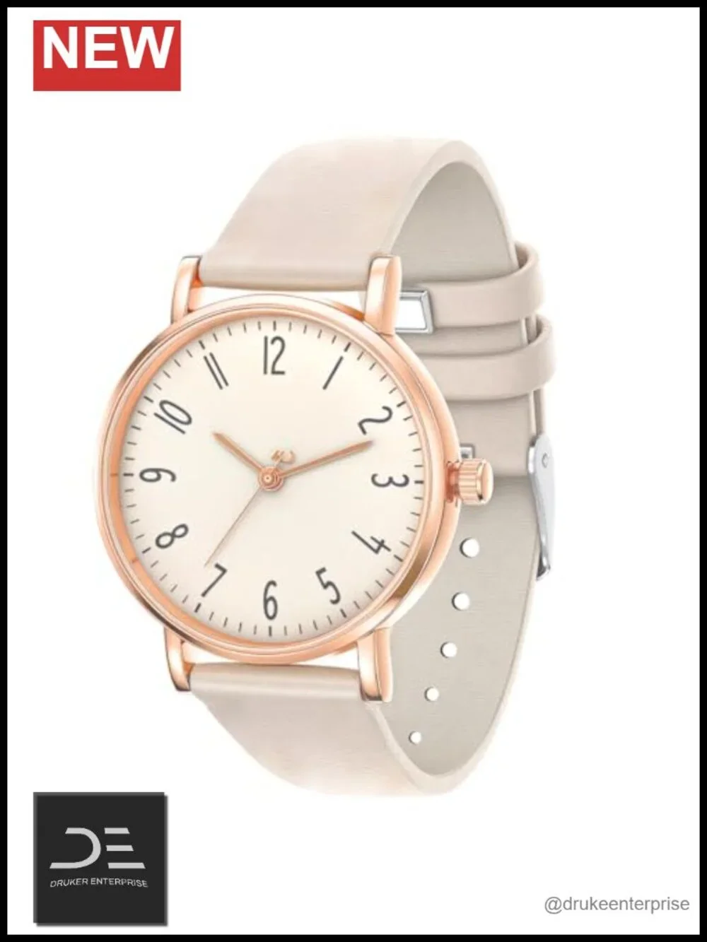 Women's Waterproof Gold Analog Watch - Leather Strap, 3 Hand, Small Watch with